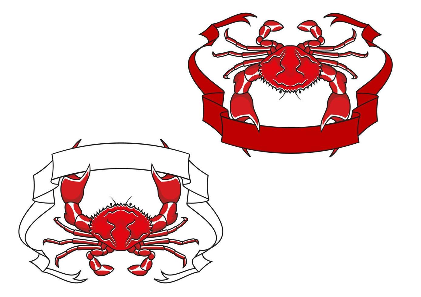 Red crab with ribbon in claws vector