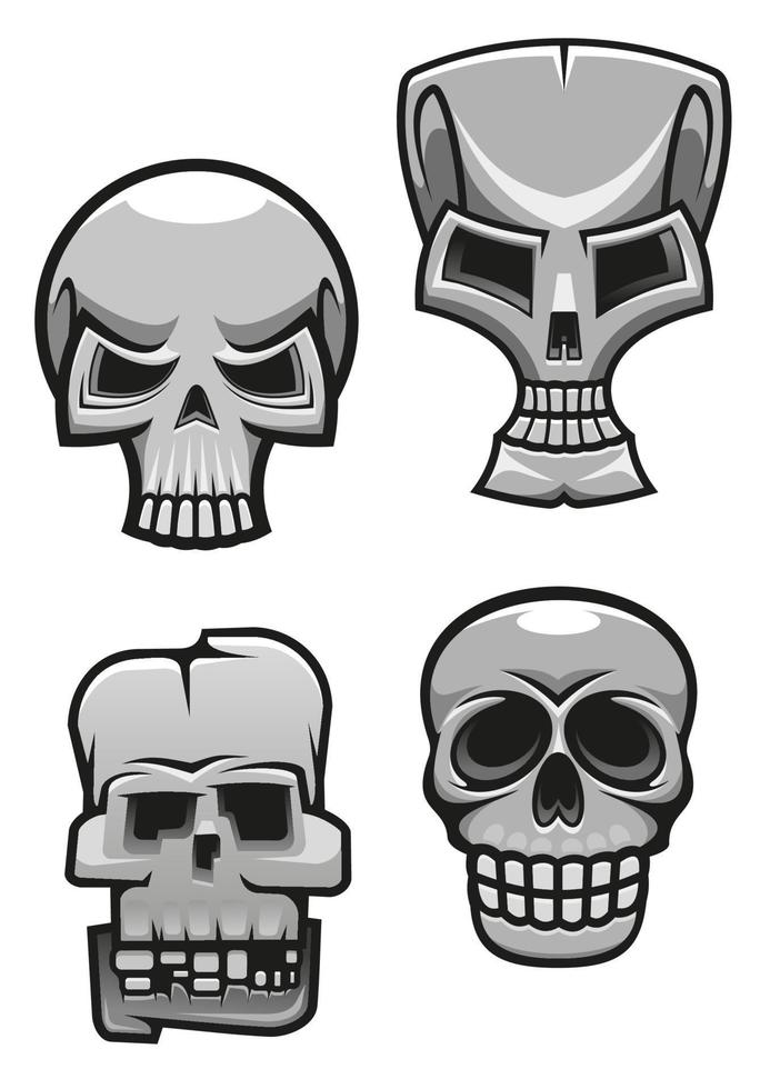 Set of monster skull mascots vector