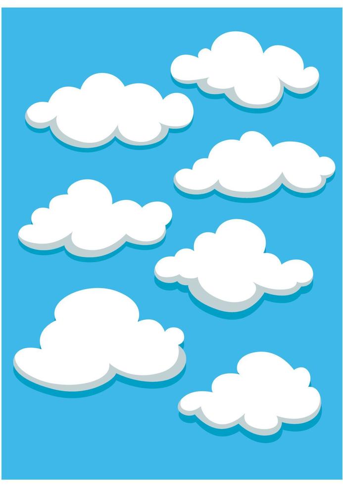 White clouds set on blue sky vector