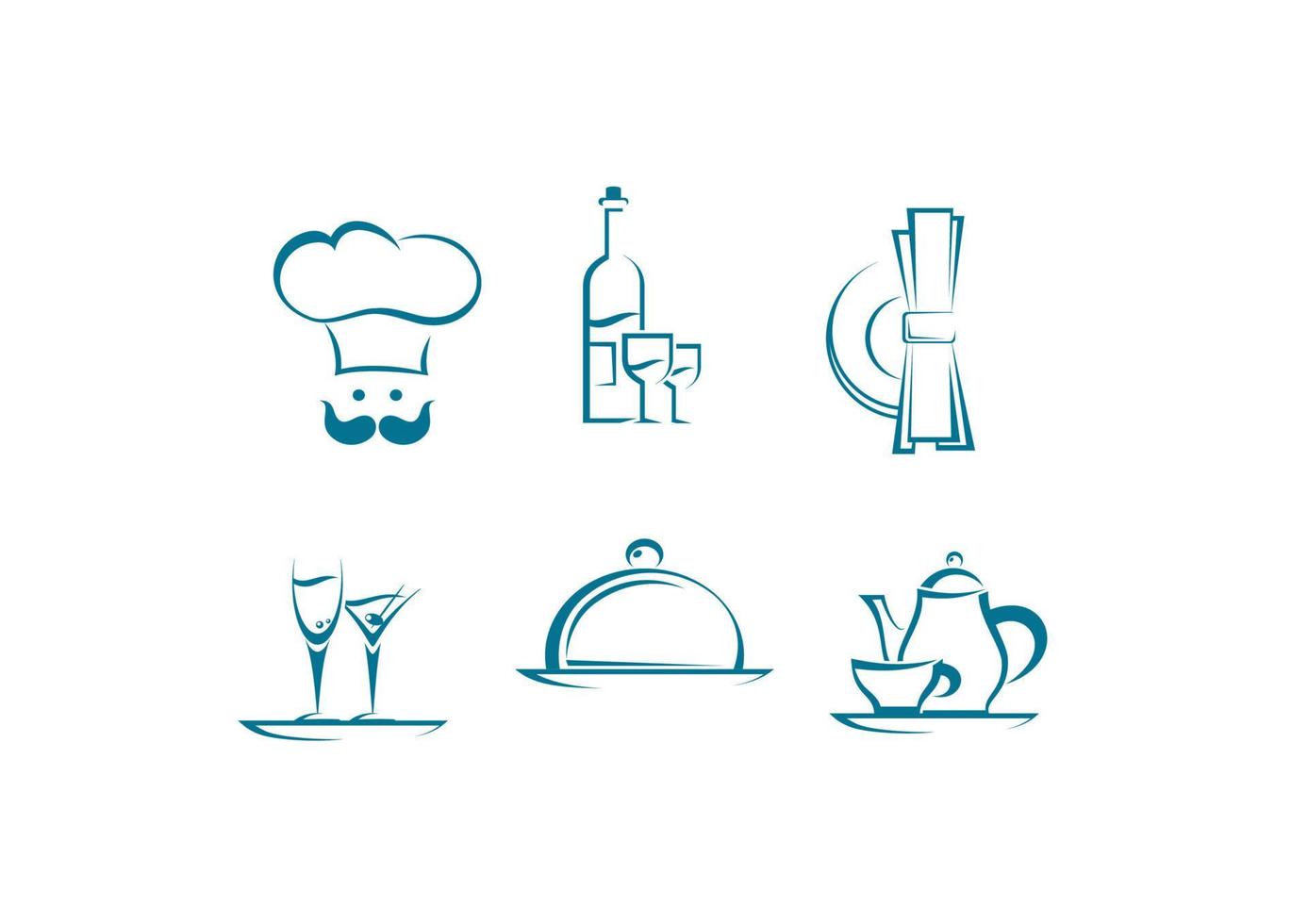 iconos y simbolos de restaurante vector