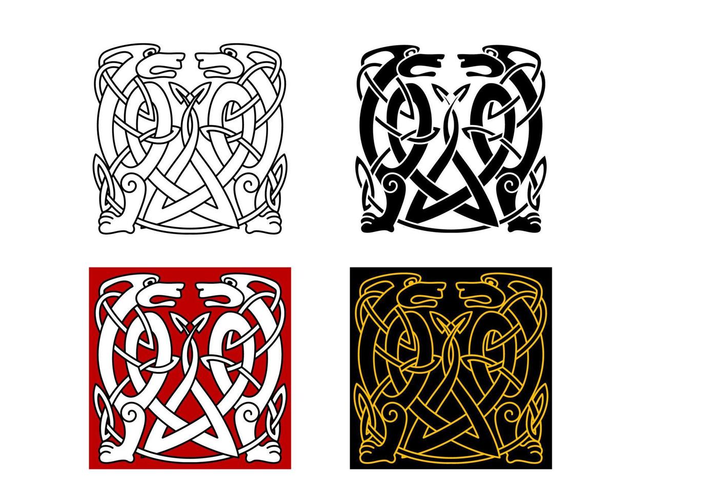 Ancient celtic ornament with wild animals vector