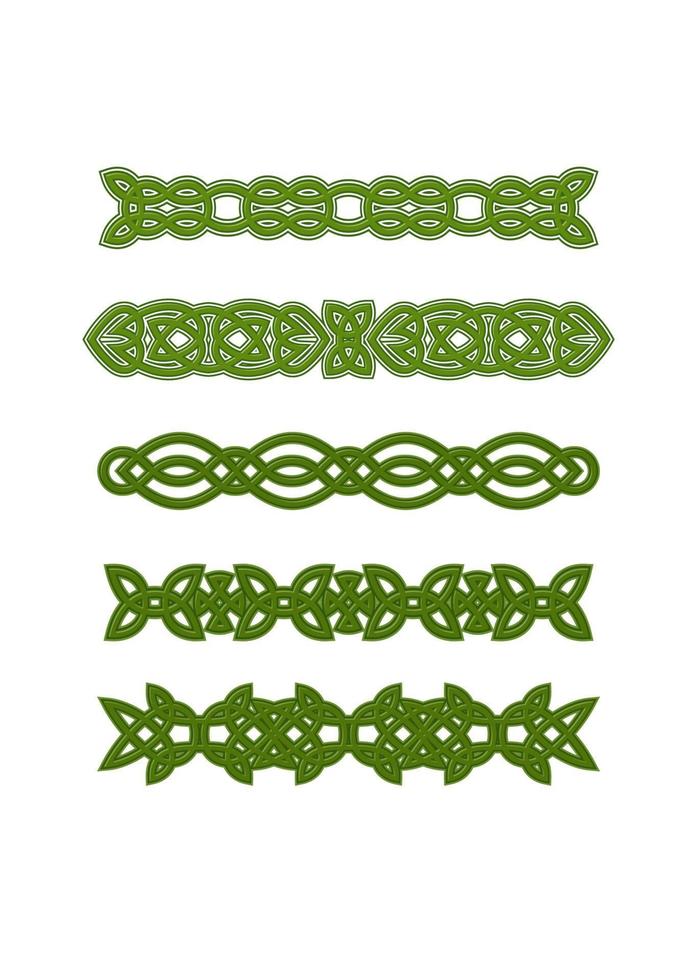 Green celtic ornaments and embellishments vector