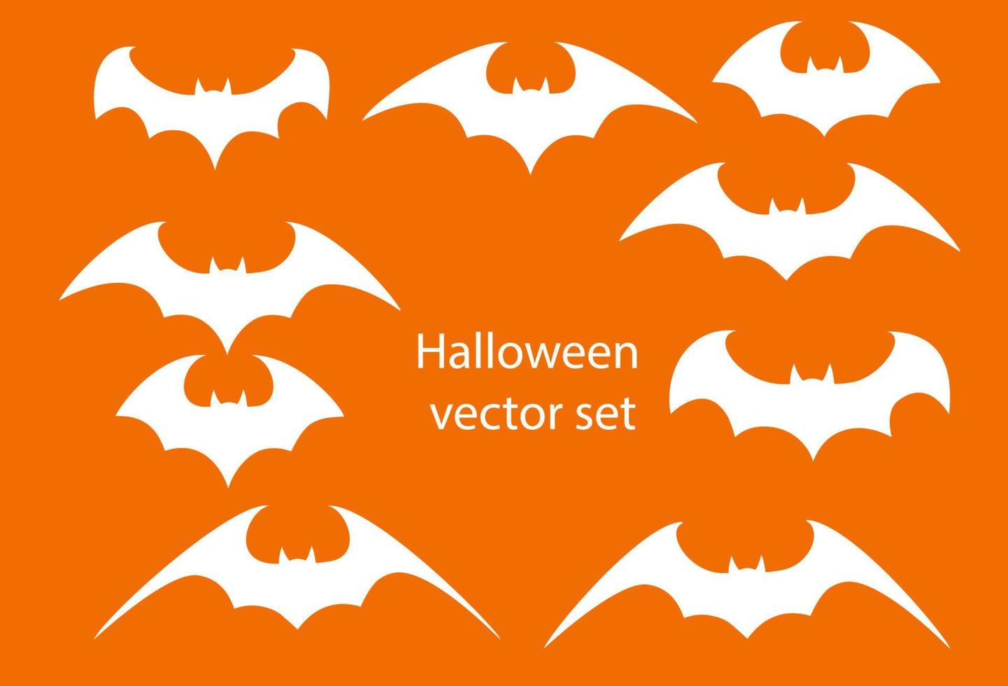 Vector set of different Halloween bats. Halloween flying bats. Vampire vector bat. Dark silhouette of bat flying in a flat style