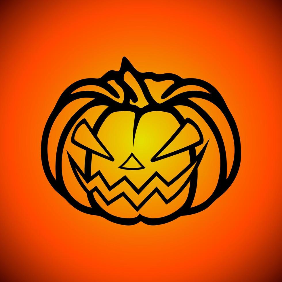 vector símbolo de halloween, cara de calabaza aterradora con sonrisa malvada. icono de jack o linterna.