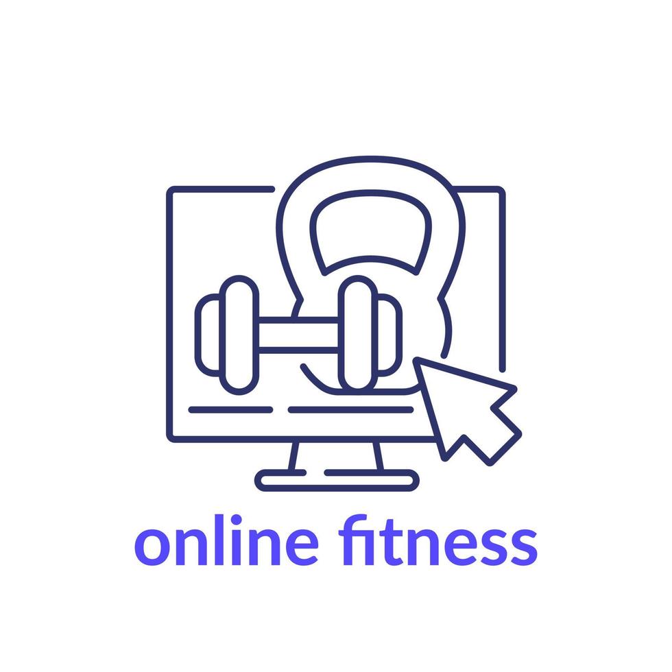 online fitness line icon on white vector