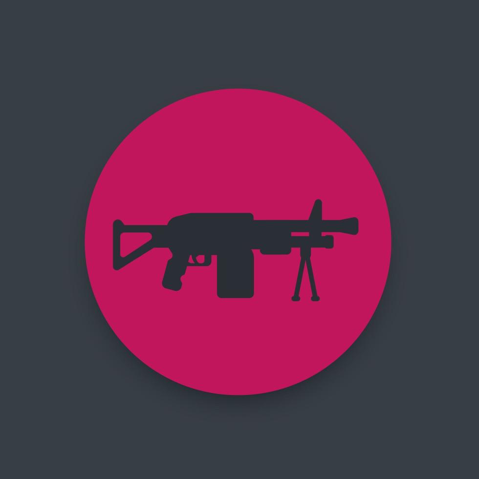Machine gun icon, automatic firearm, weapon pictogram vector