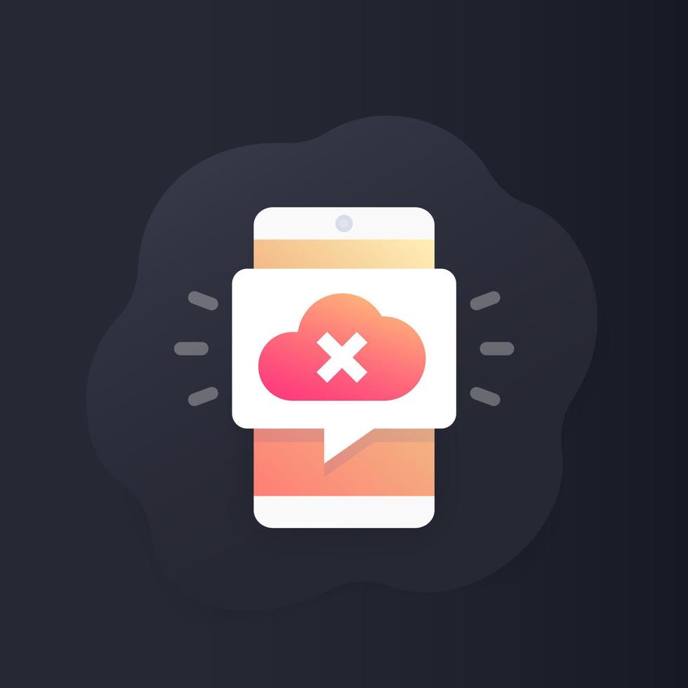 disconnect from server icon with smart phone vector