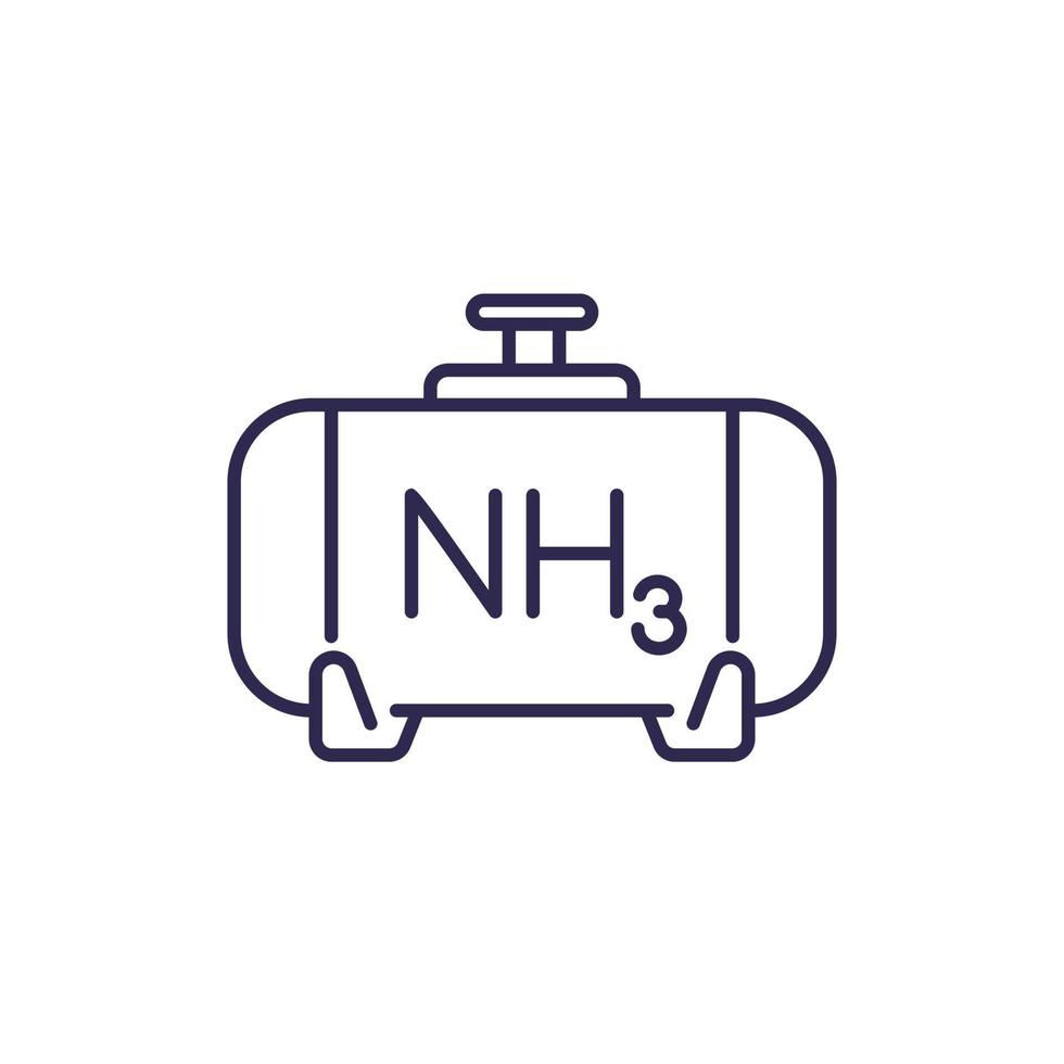 ammonia, NH3 gas tank line icon vector