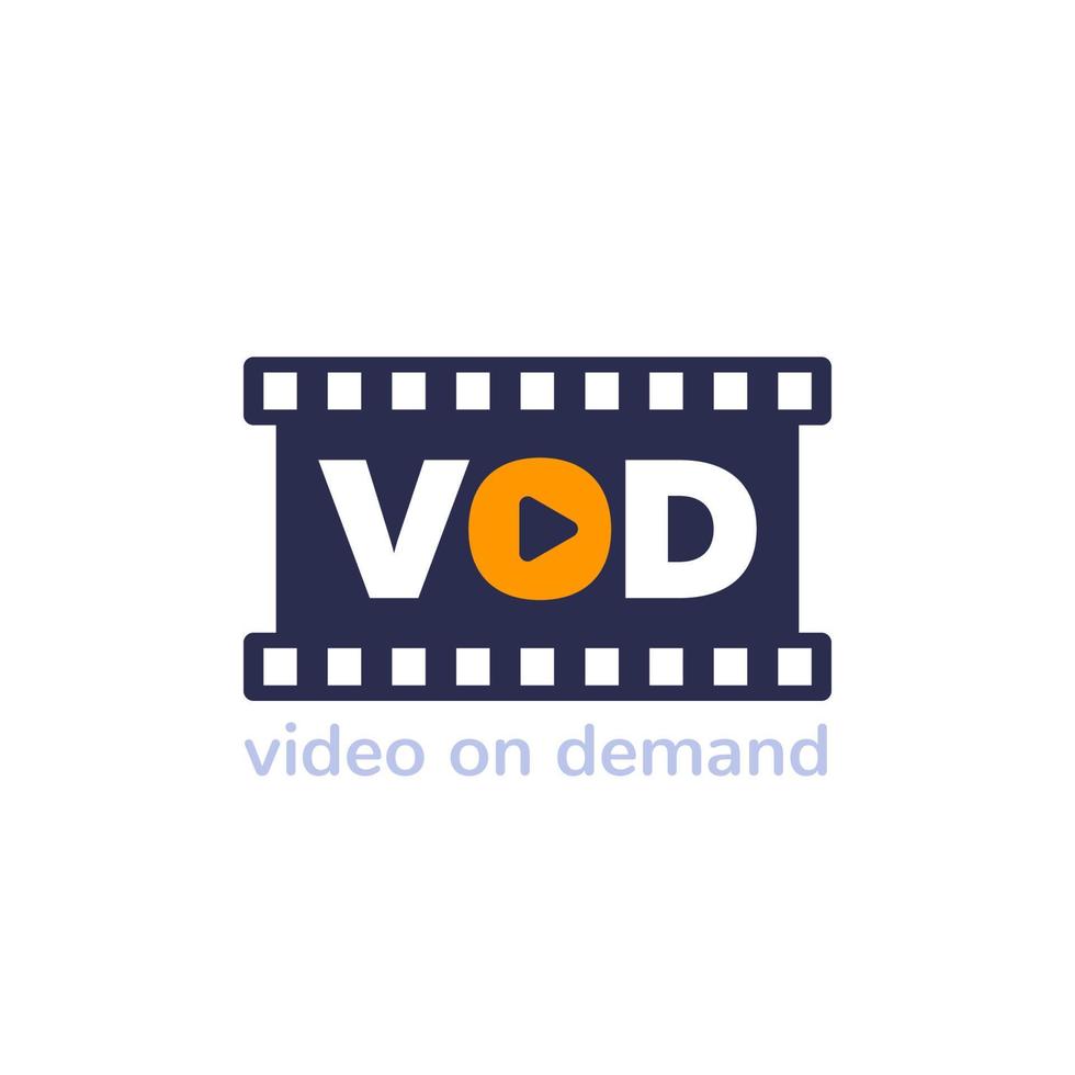 vod, icono de vídeo bajo demanda, vector