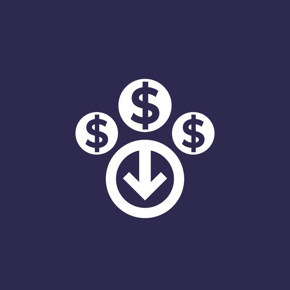 cost reduction icon on dark vector