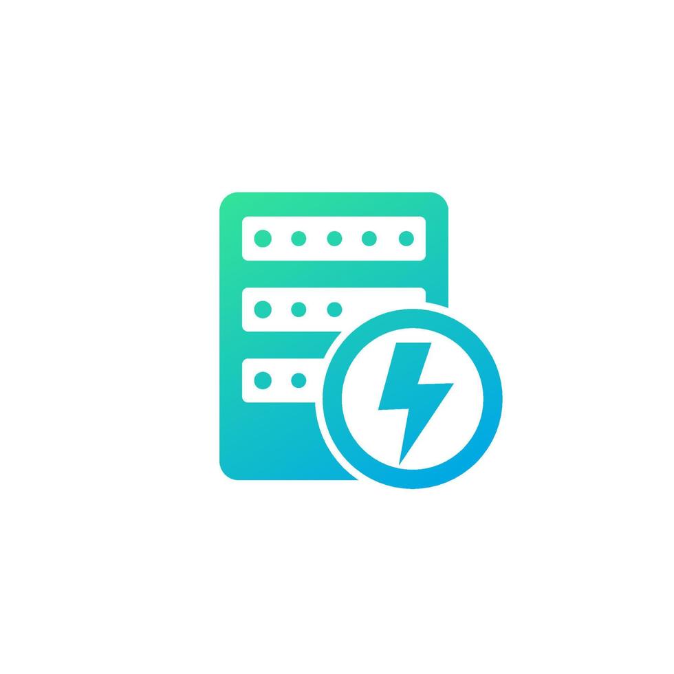 server electric power usage icon vector