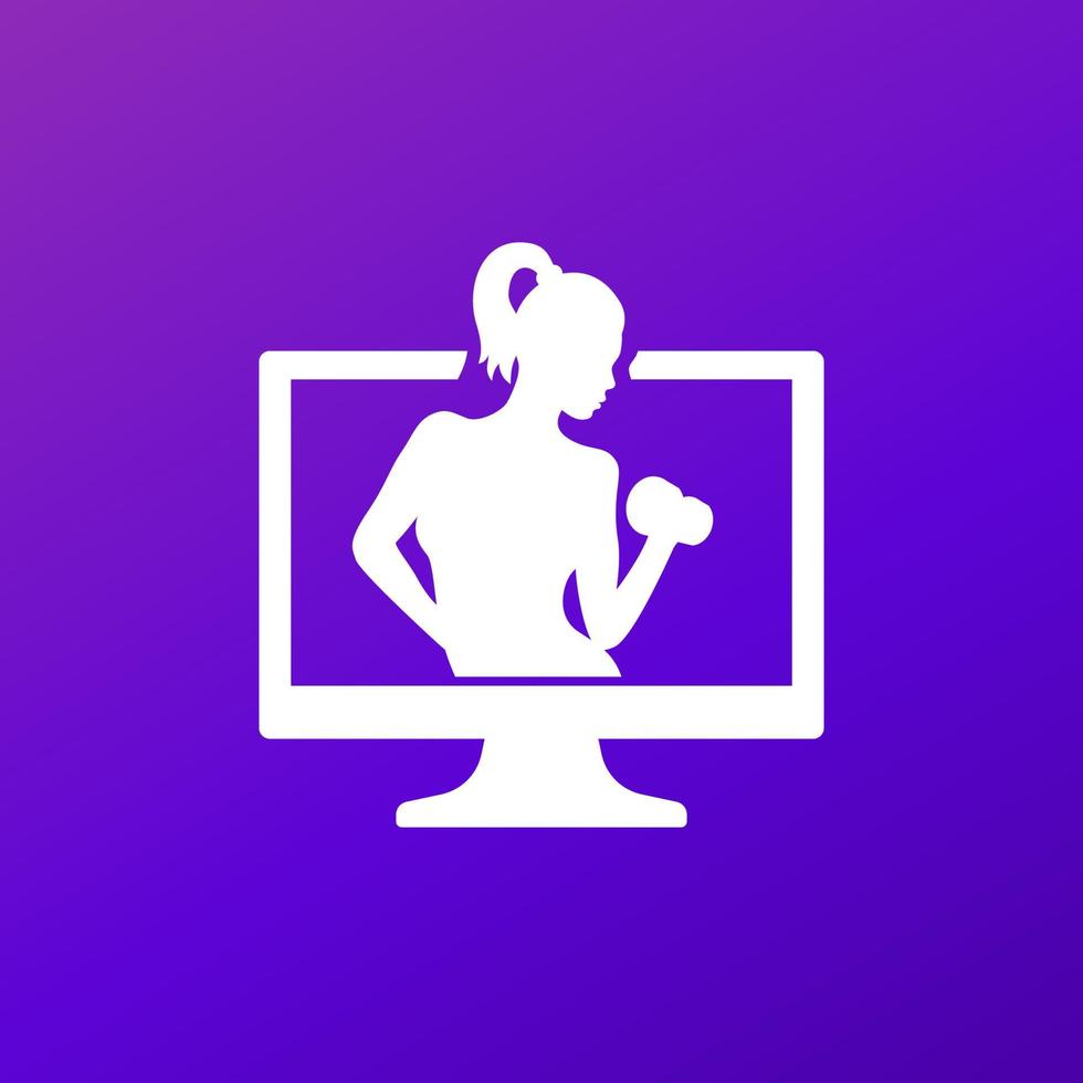 online fitness training vector icon