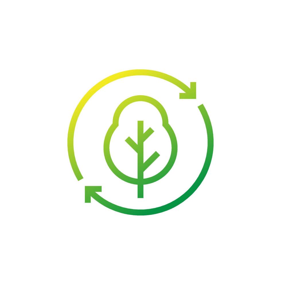 icono de reforestación con un árbol, vector de línea