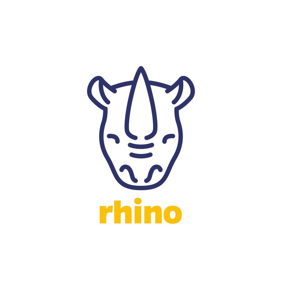 logotipo de rinoceronte, icono de línea de cabeza de animal vector