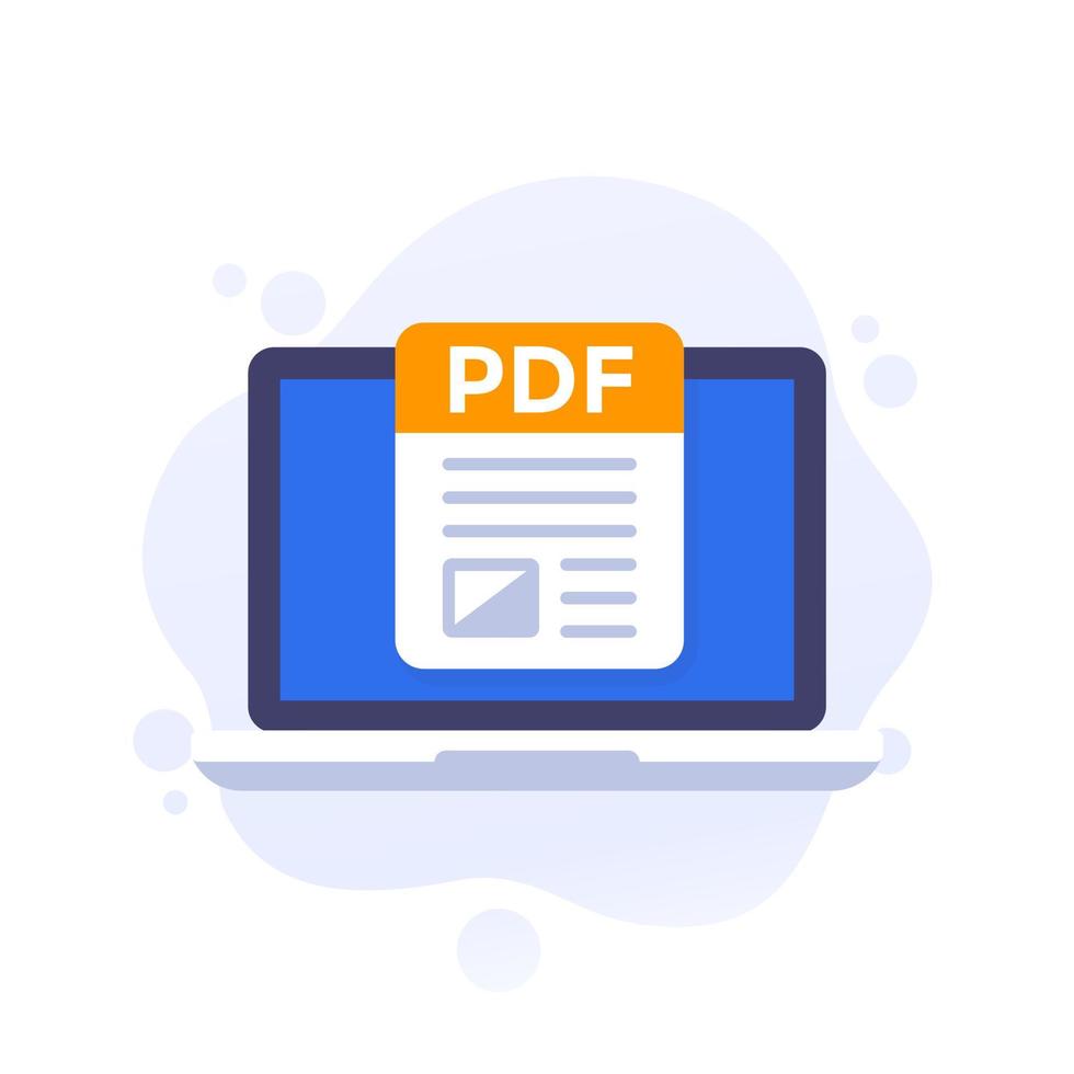 PDF file in computer vector icon