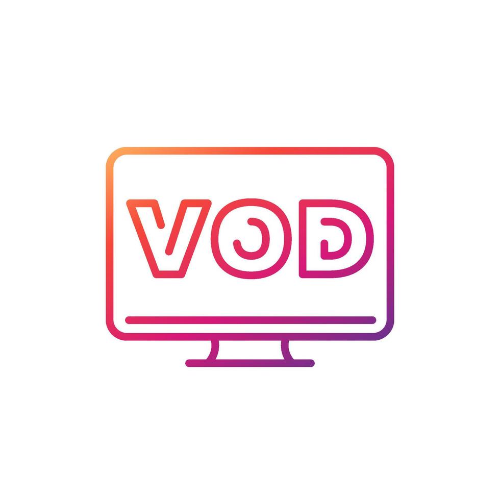 icono de línea de vod, video a pedido vector