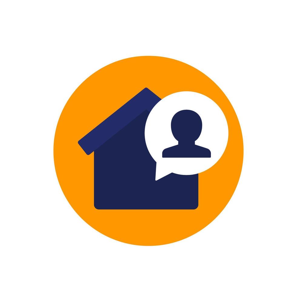 tenant, resident icon with house, flat vector