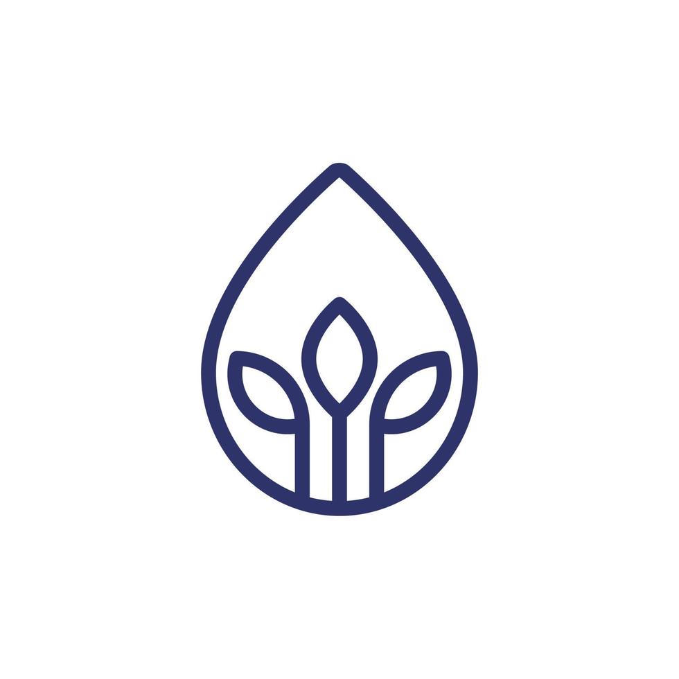 natural oil line icon with a drop vector
