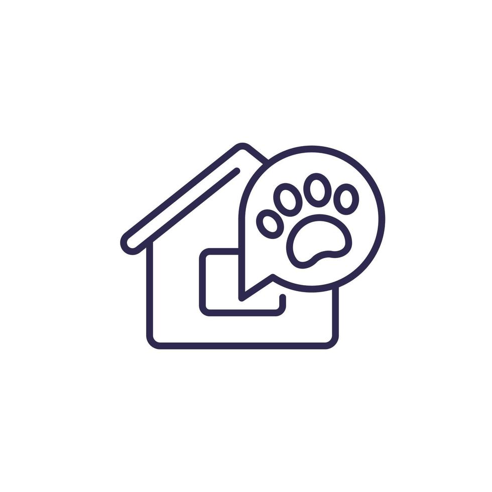 pet friendly line icon with a house vector