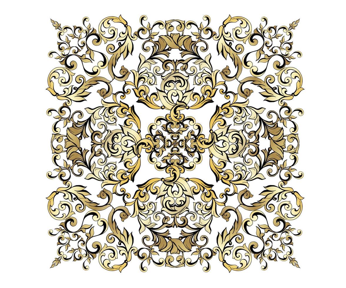 Vector damask vintage baroque scroll ornament swirl. Victorian monogram heraldic shield swirl. Retro floral leaf pattern border foliage antique  acanthus calligraphy engraved tattoo.Tile decor element
