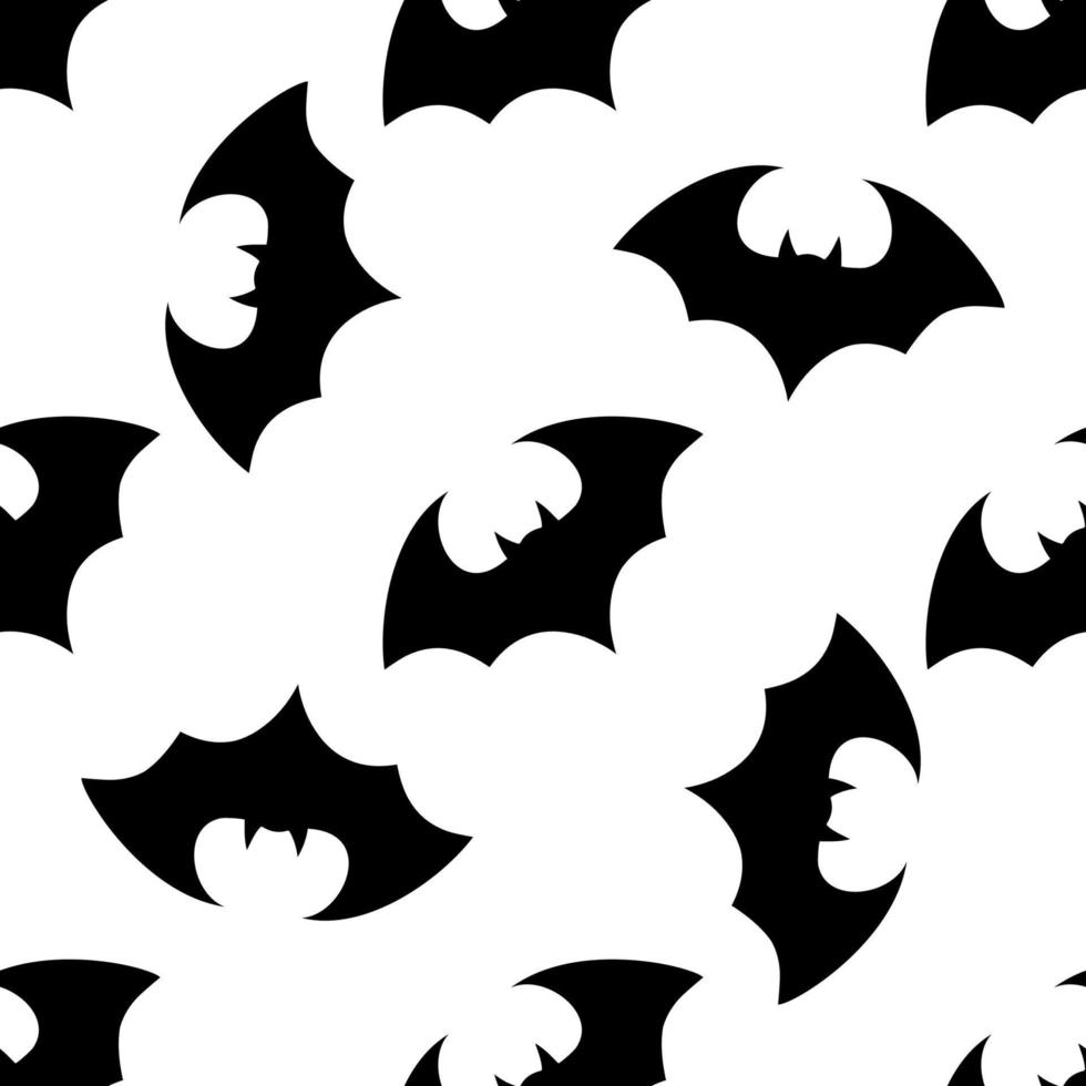 Halloween flying bat.  Vampire vector bat. Dark silhouette of bats flying in a flat style. Seamless pattern. Halloween background.