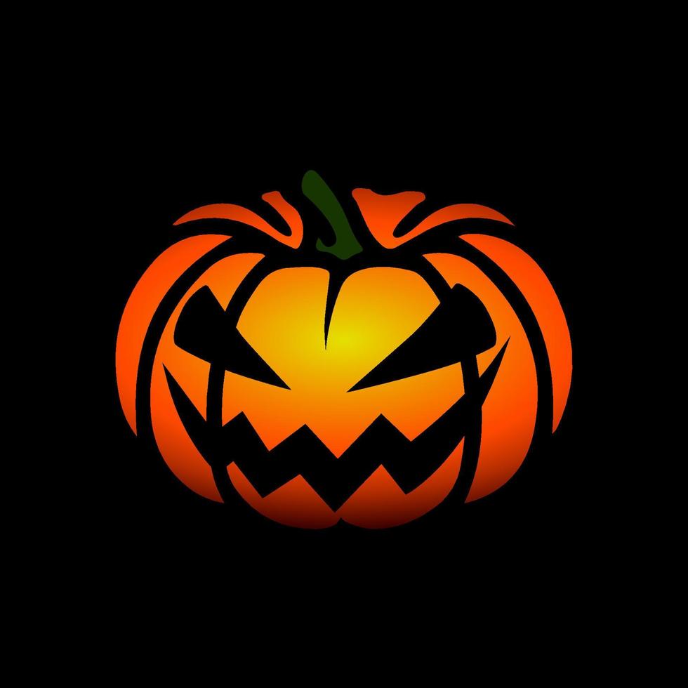 Vector Halloween symbol, scary pumpkin face with evil smile. Jack o lantern icon.