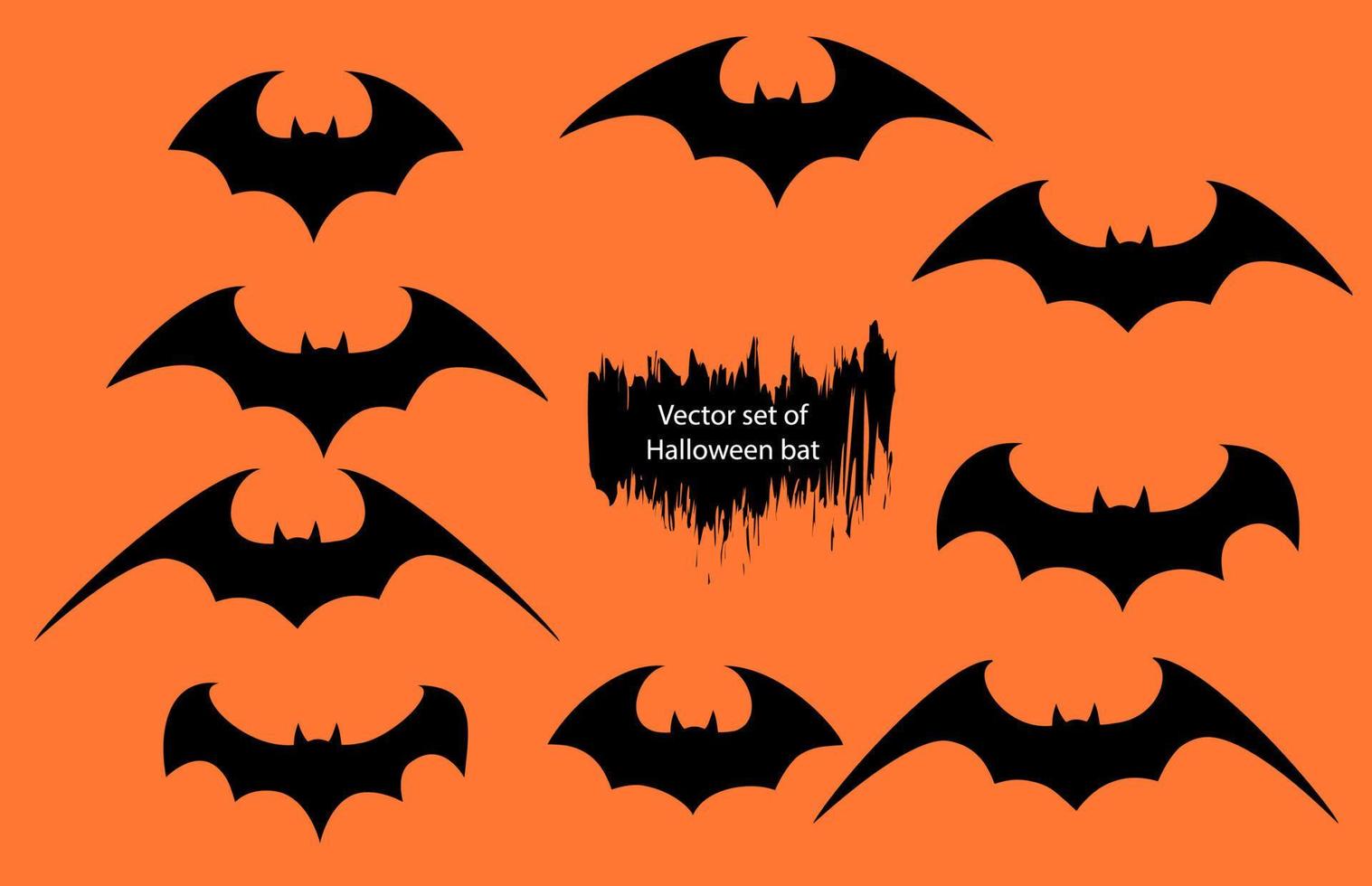 conjunto vectorial de diferentes murciélagos de halloween. murciélagos voladores de halloween. murciélago vector vampiro. silueta oscura de murciélago volando en un estilo plano