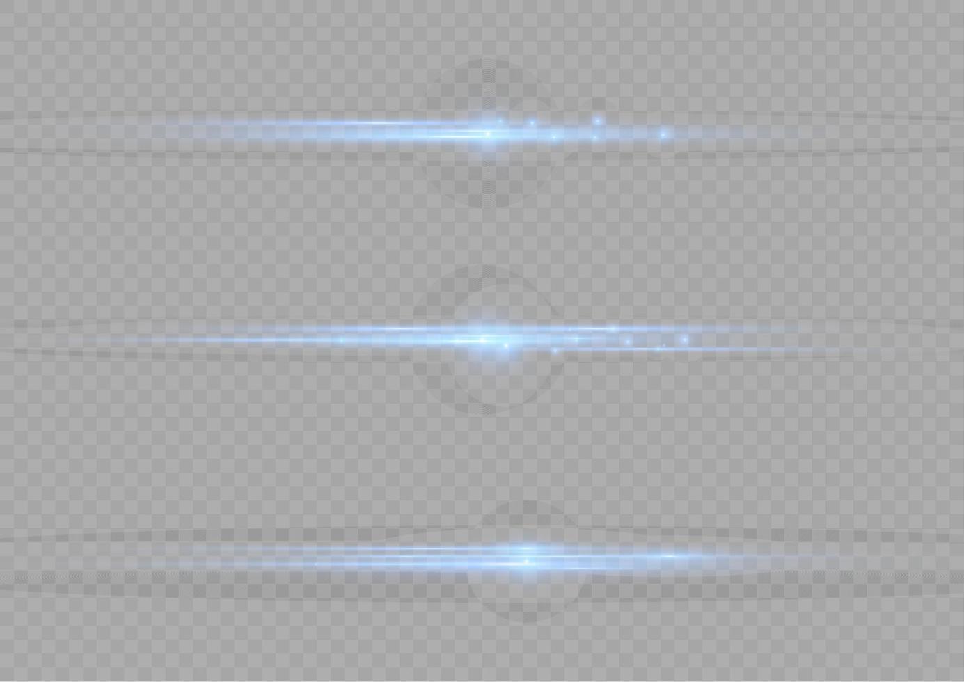 Set of blue horizontal highlights. Laser beams, horizontal beams of light. Beautiful light reflections. Glowing stripes on a light background. Glowing abstract sparkling background. vector