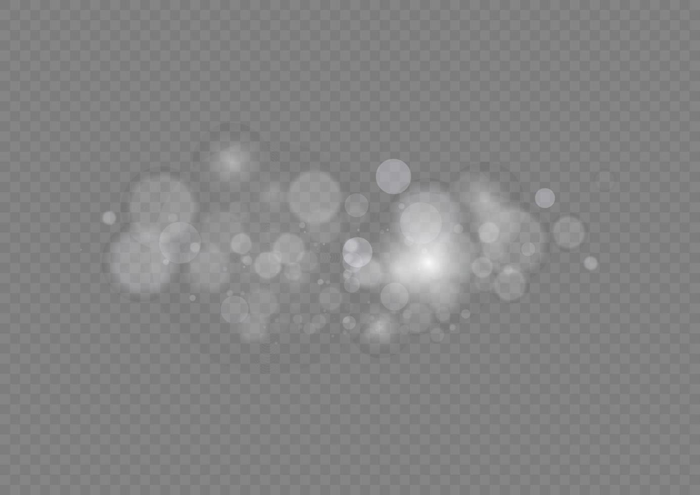 luces de bokeh brillantes abstractas de luz. efecto bokeh de luz aislado. fondo de navidad de polvo brillante. destello de destello de concepto de navidad. luz de polvo png blanco. vector