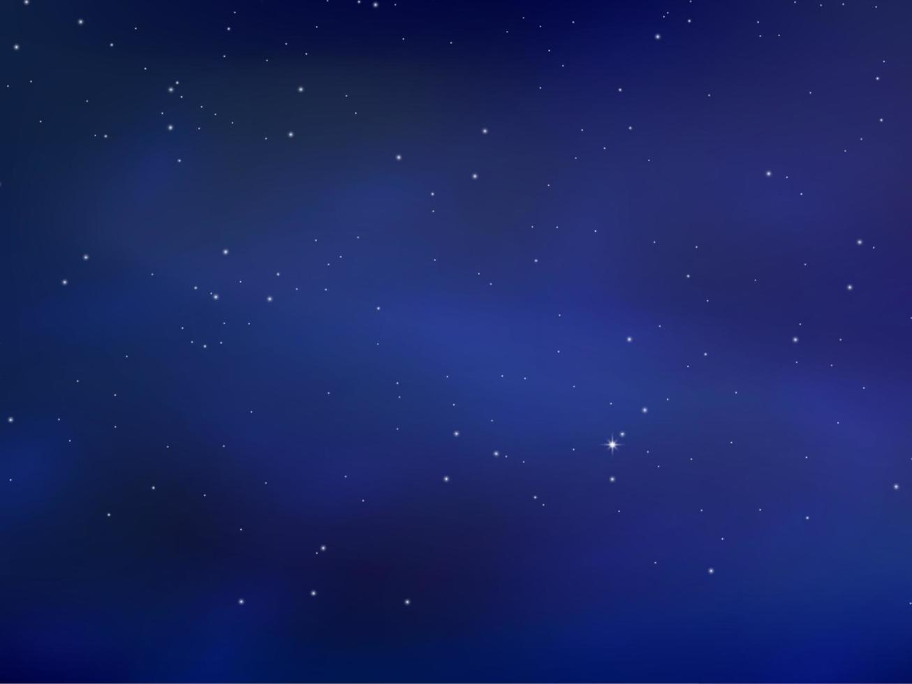 cielo estrellado brillante de noche, fondo espacial azul con estrellas, espacio. hermoso cielo nocturno. vector