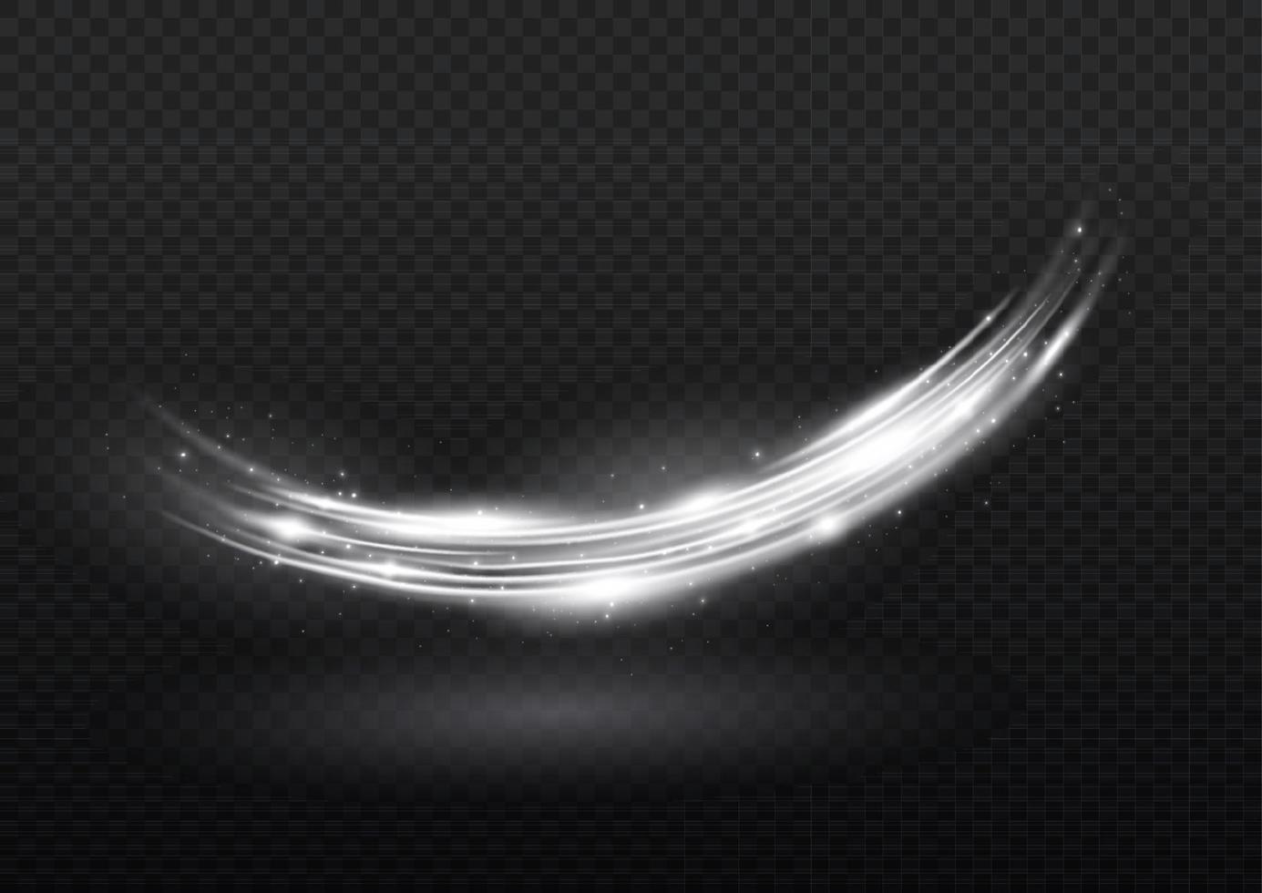 White glowing shiny lines effect vector background. Luminous white lines of speed. Light glowing effect. Light trail wave, fire path trace line and incandescence curve twirl.