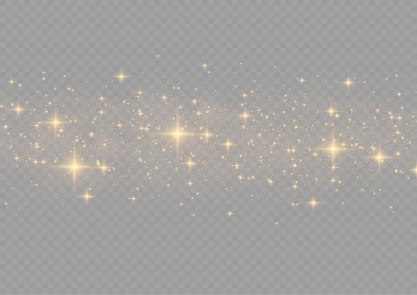 el polvo chispea y las estrellas doradas brillan con una luz especial. destellos vectoriales. efecto de luz de navidad. vector