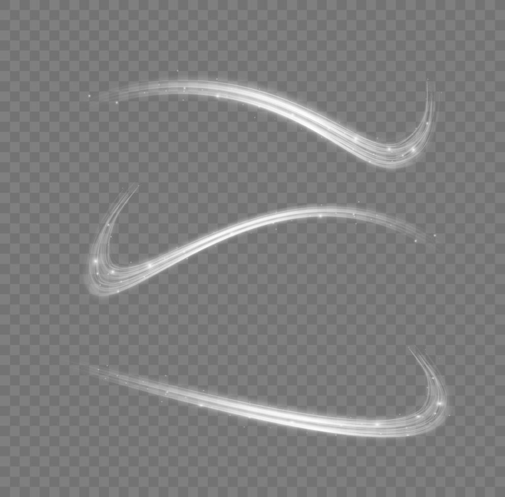 White glowing shiny lines effect vector background. Luminous white lines of speed. Light glowing effect. Light trail wave, fire path trace line and incandescence curve twirl.