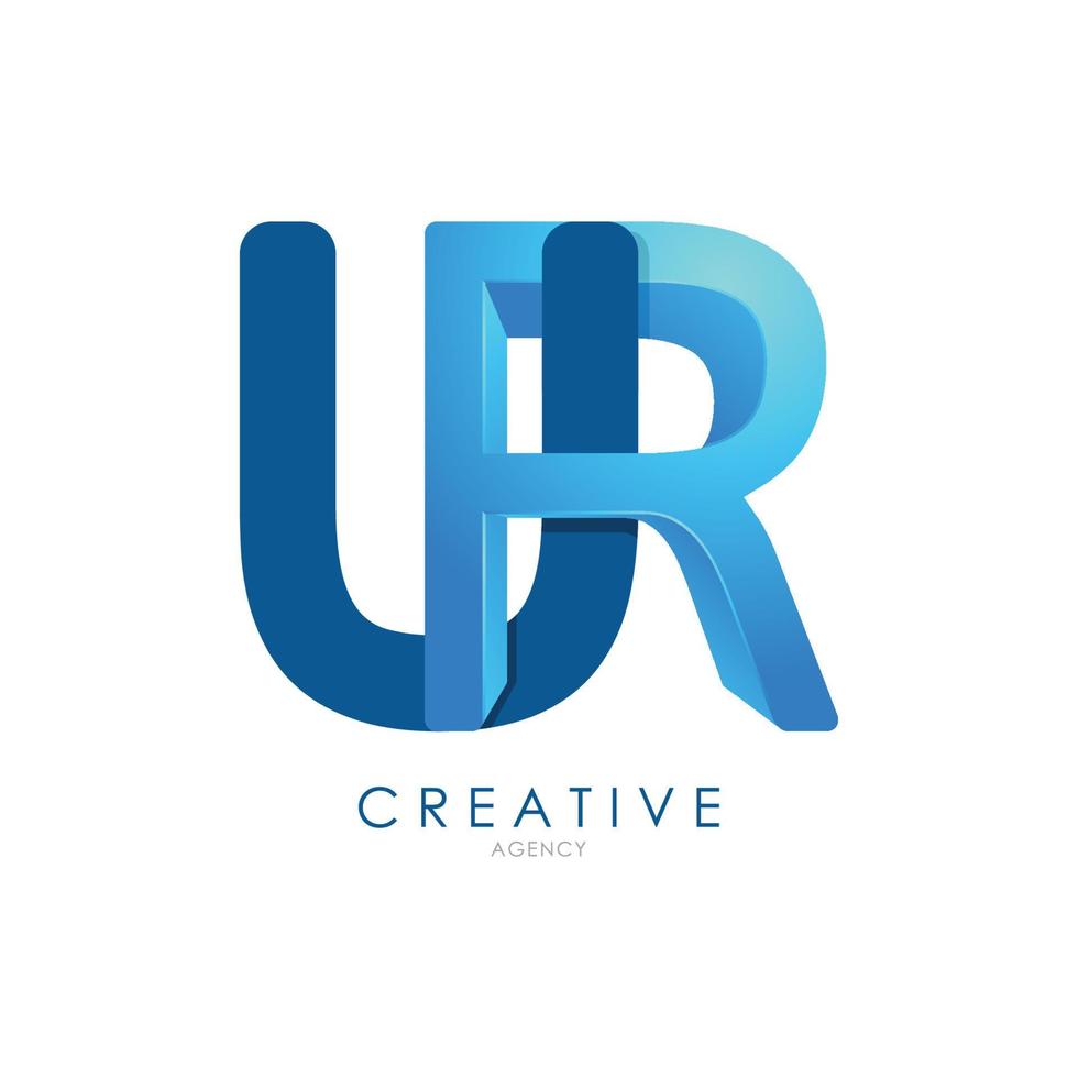 Plantilla de logotipo de diseño de letra ur 3d para identidad empresarial y corporativa vector