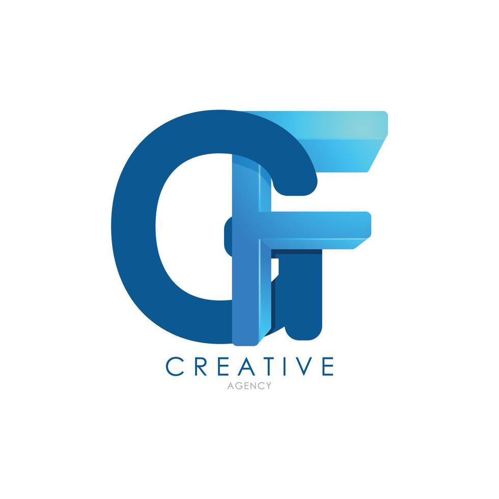 Plantilla de logotipo de diseño de carta 3d gf para identidad empresarial y corporativa vector