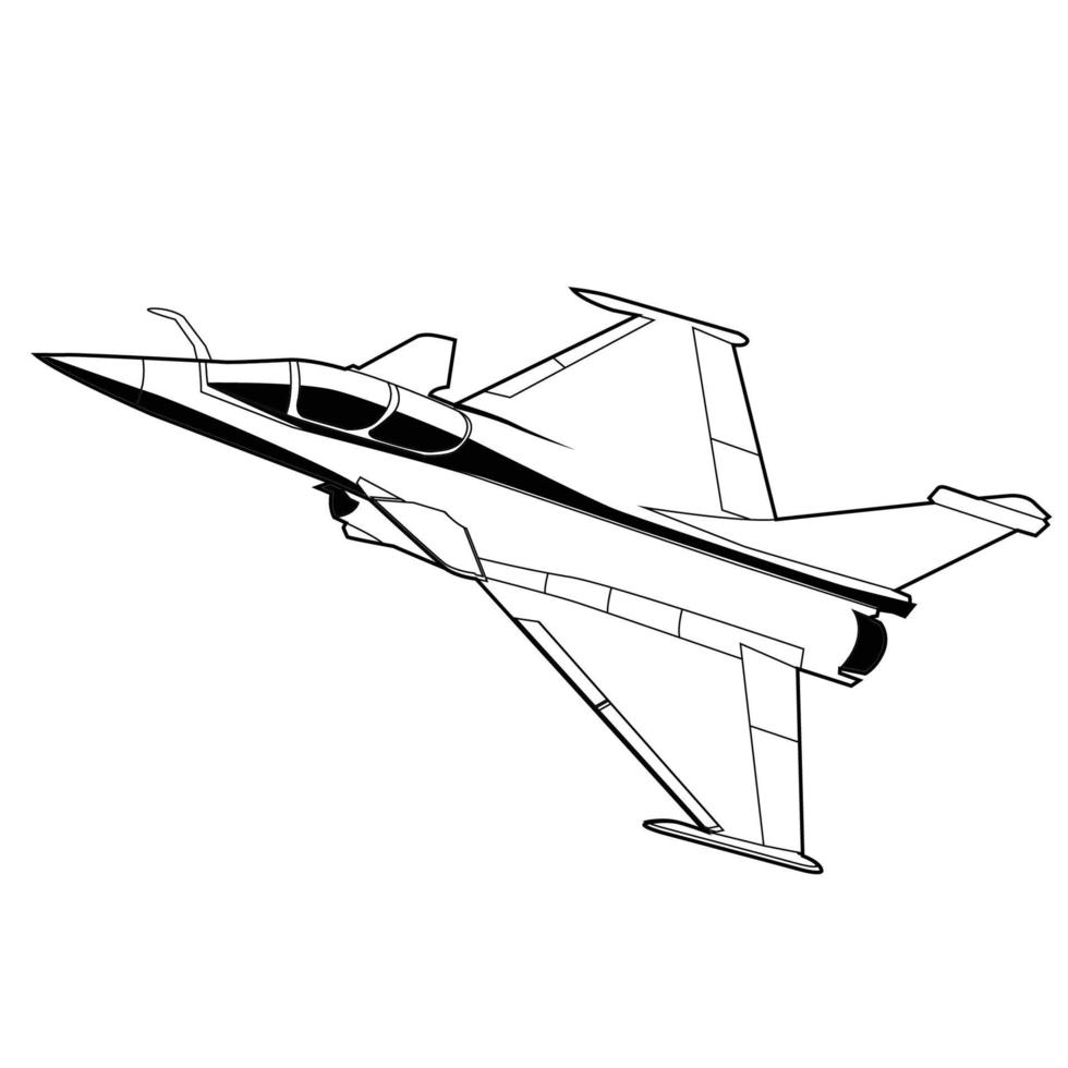 rafael jet fighter diseño vectorial en blanco y negro vector