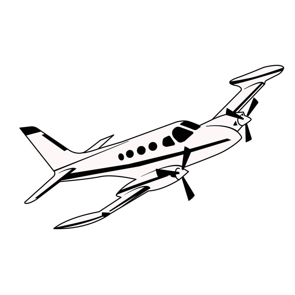 diseño vectorial en blanco y negro de aviones pequeños vector