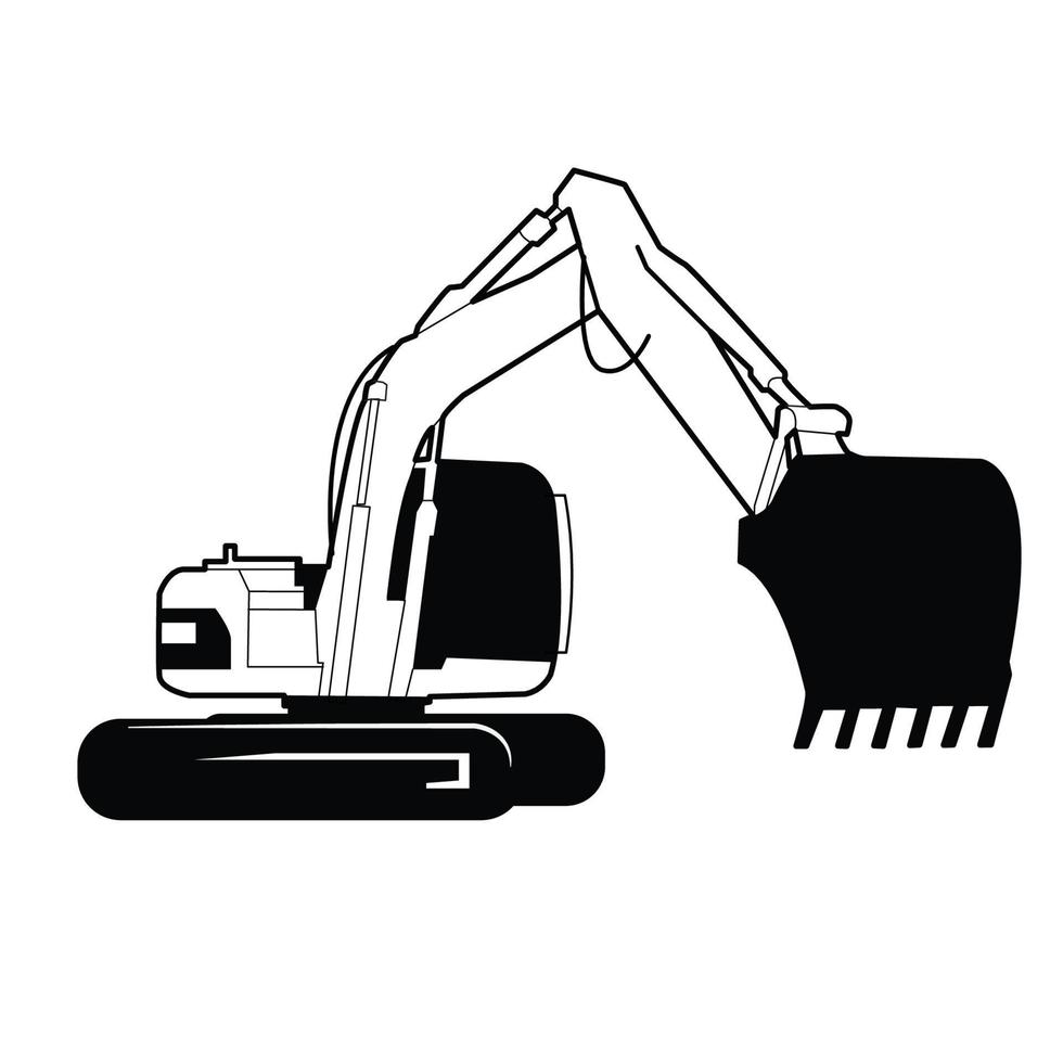 excavator black and white vector design