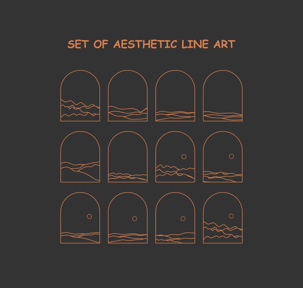 Set of aesthetic line art vector