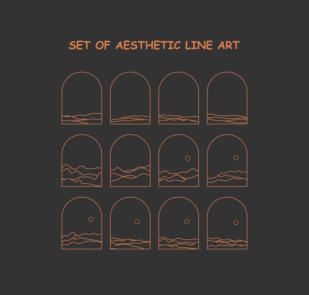 Set of aesthetic line art vector