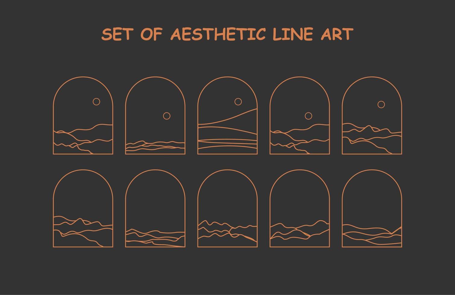 Set of aesthetic line art vector