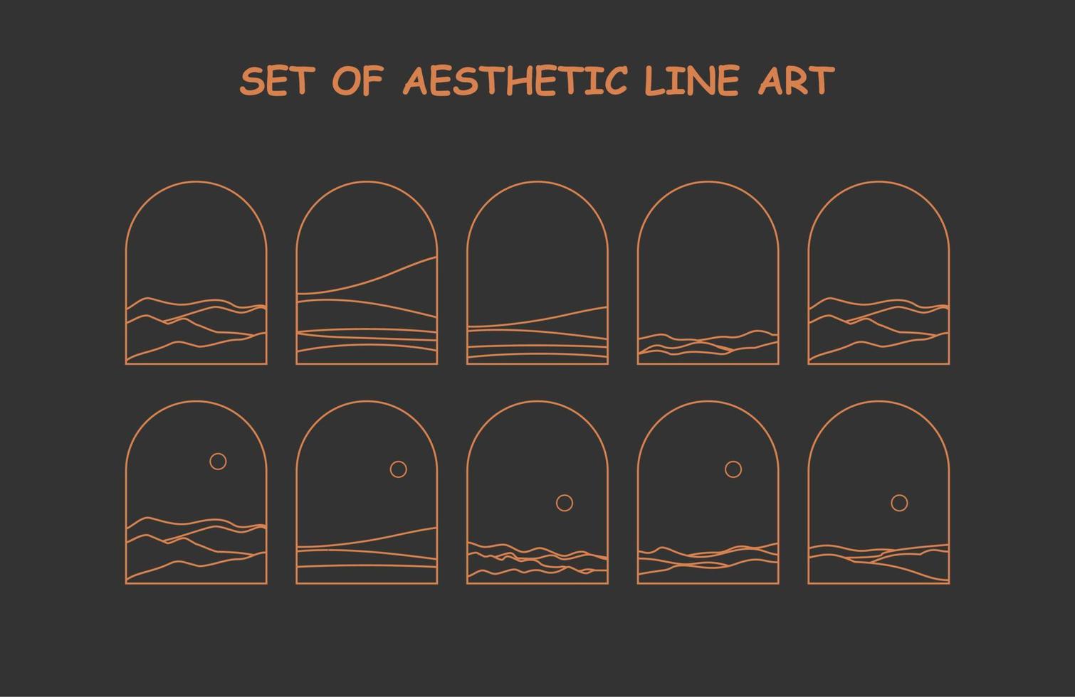 Set of aesthetic line art vector