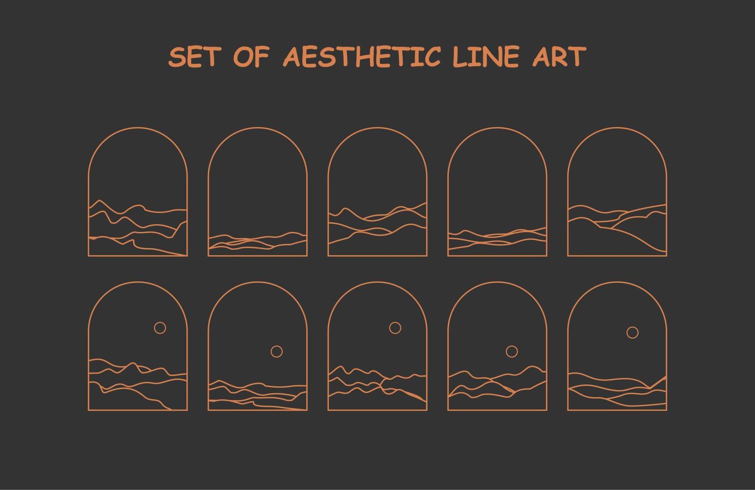 Set of aesthetic line art vector