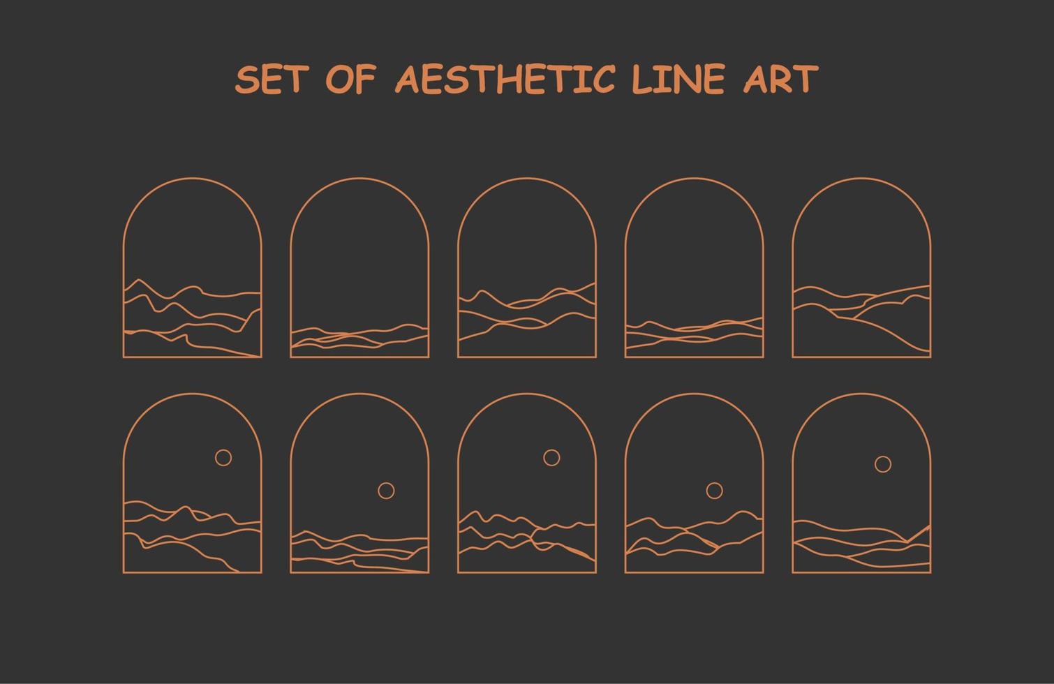 Set of aesthetic line art vector