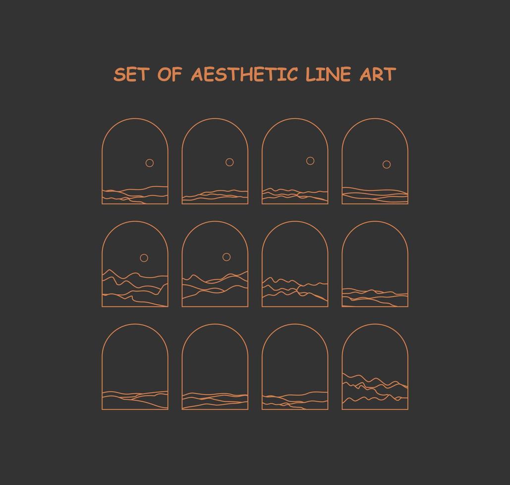 Set of aesthetic line art vector