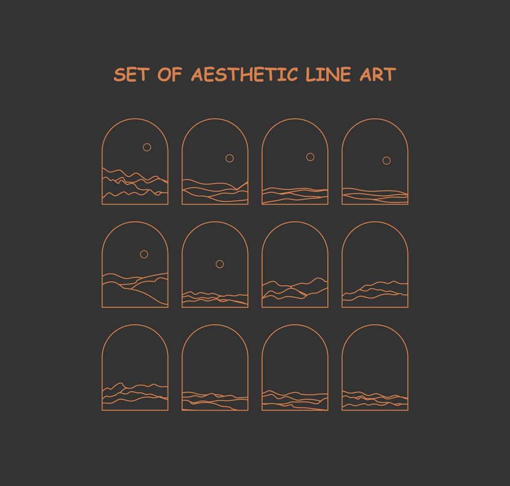 Set of aesthetic line art vector