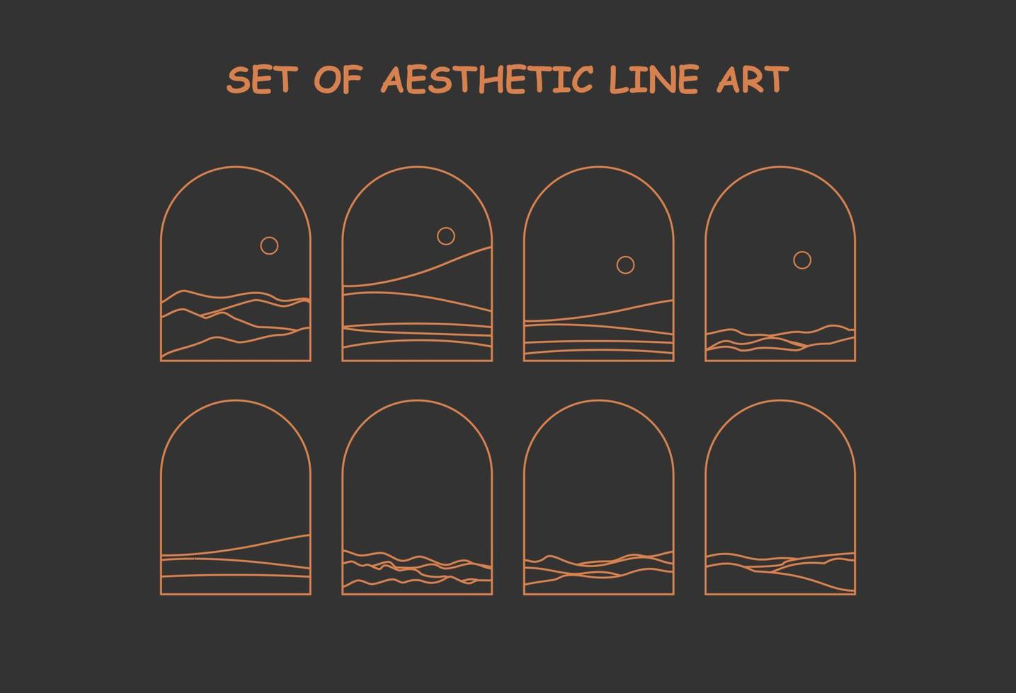 Set of aesthetic line art vector