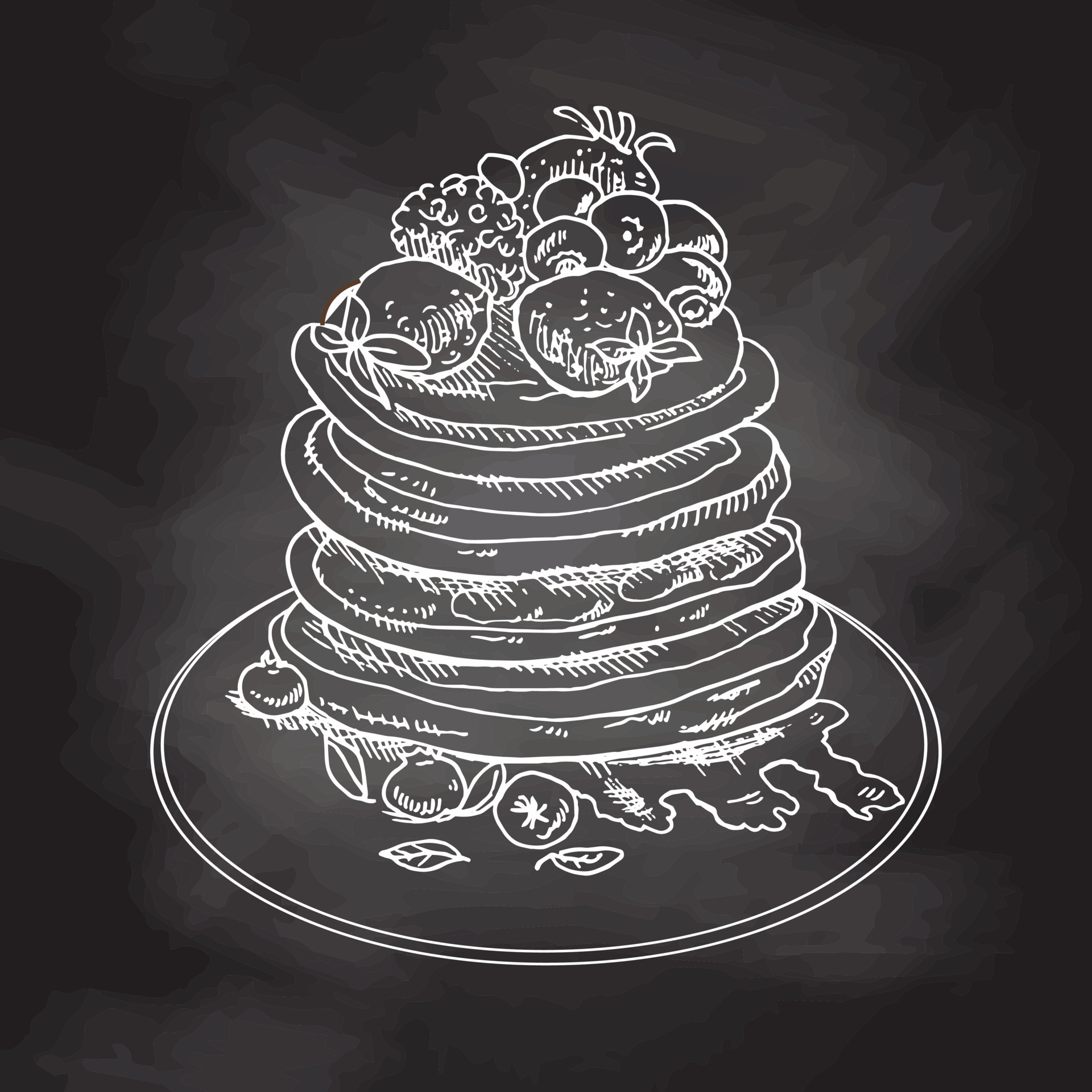 Vector vintage pancake drawing. Hand drawn monochrome food illustration