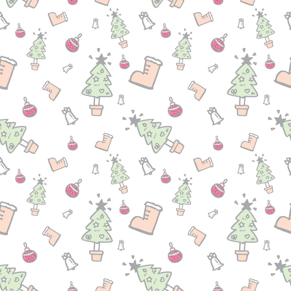 Cute Christmas doodle pattern seamless vector