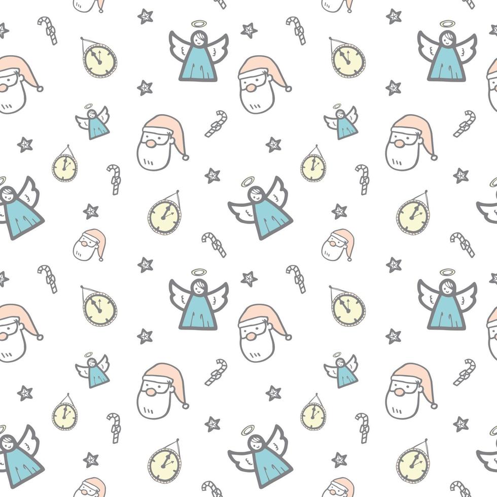 Cute doodle Christmas pattern seamless vector